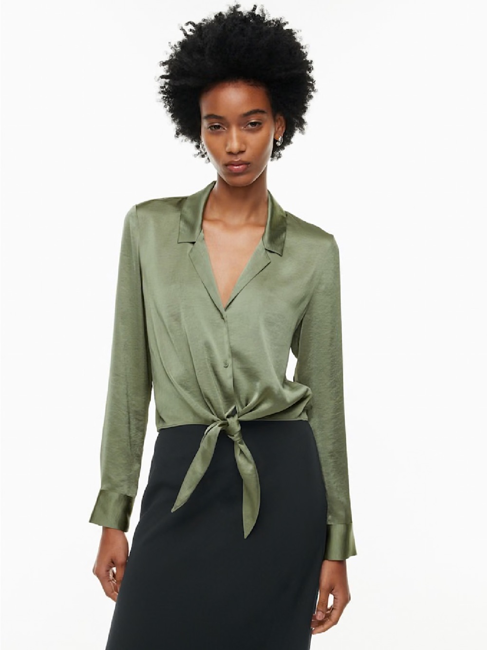 NWT Aritzia Tie-Front Blouse -Bitter Sage